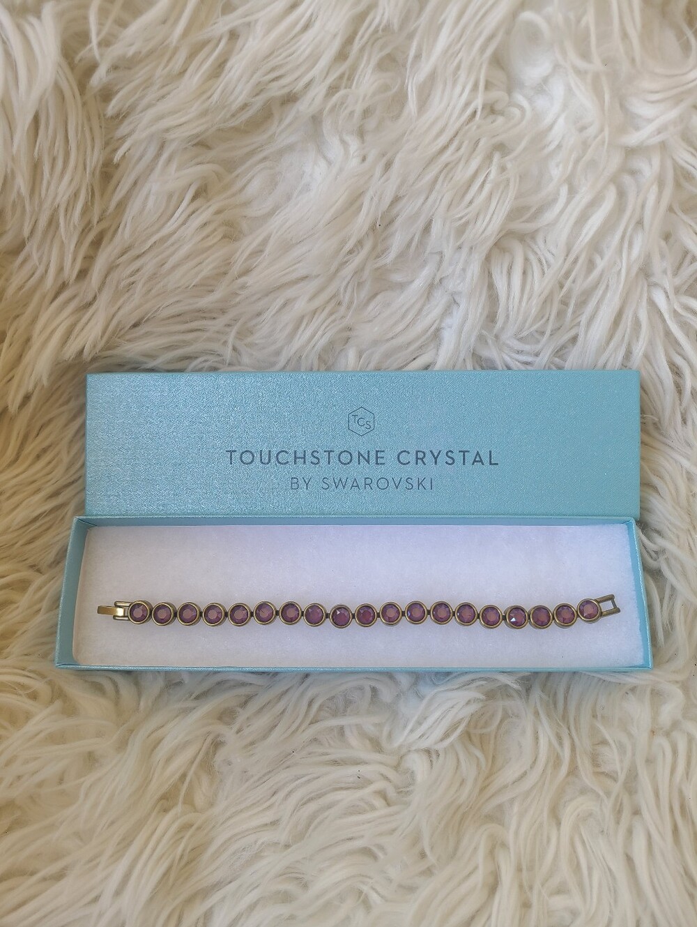 Touchstone By Swarovski Crystal Cyclamen Oxidized Brass Ice Bracelet- Good